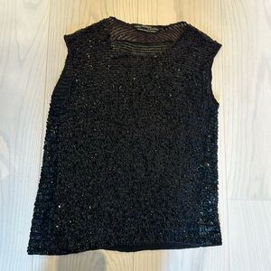 Sequenced and chiffon AllSaints top. Slight cap sleeve, fits loose.